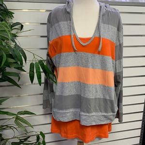 Style & Co Sport Orange and Gray sweater with tank